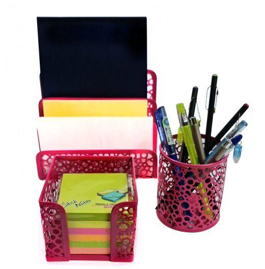 3 PIECE DESKTOP SET METAL MESH
